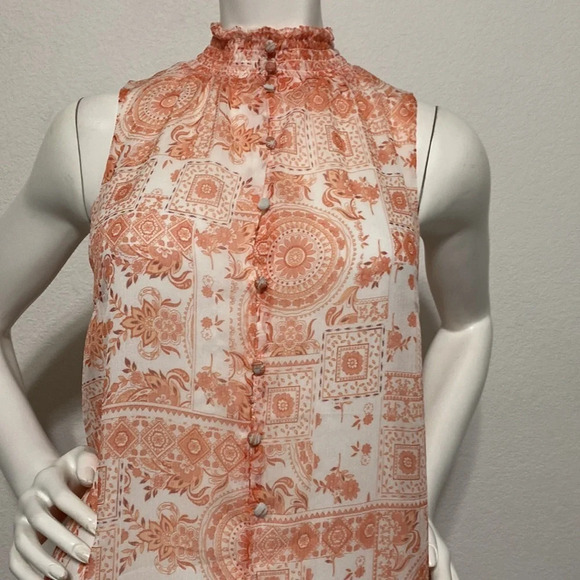 Aqua Kerianne Sleeveless High Neck Mini Dress Coral & White Floral Size M - Picture 3 of 10